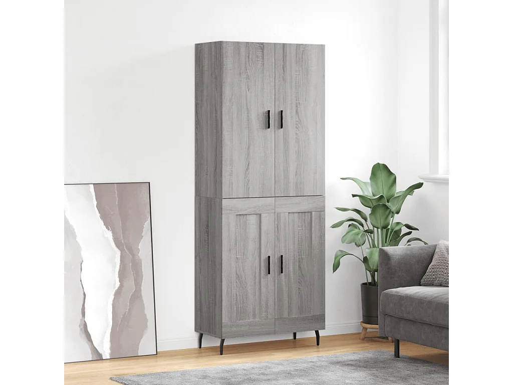 Buffet haut Sonoma gris 69,5x34x180 cm Bois d'ingénierie QWE81023