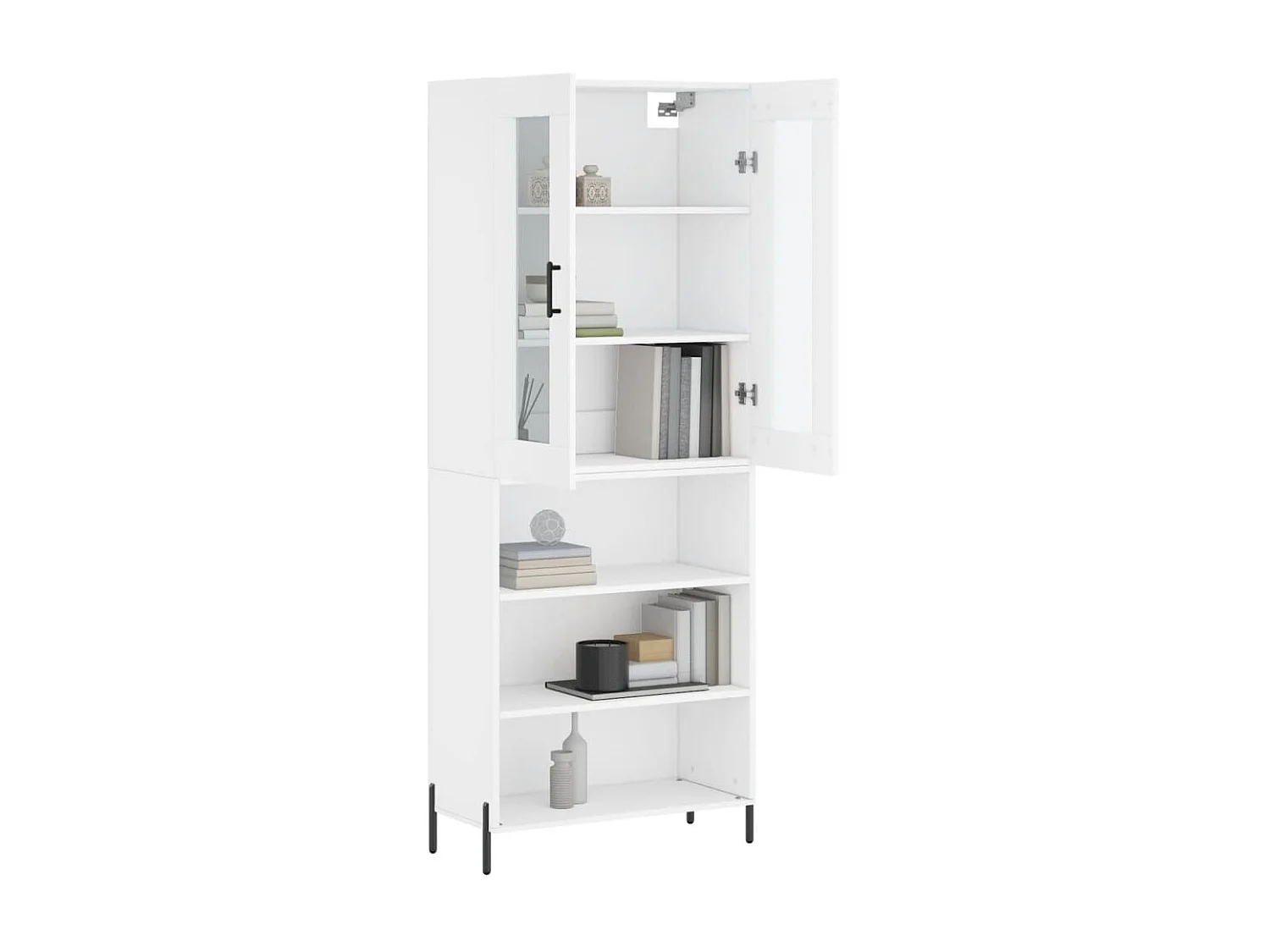 Buffet haut Blanc 69,5x34x180 cm Bois d'ingénierie QWE32333