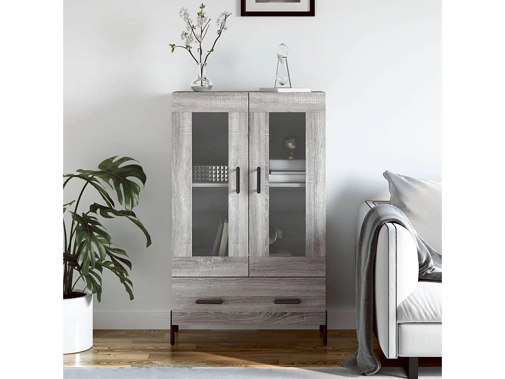 Buffet haut sonoma gris 69,5x31x115 cm bois d'ingénierie QWE41021