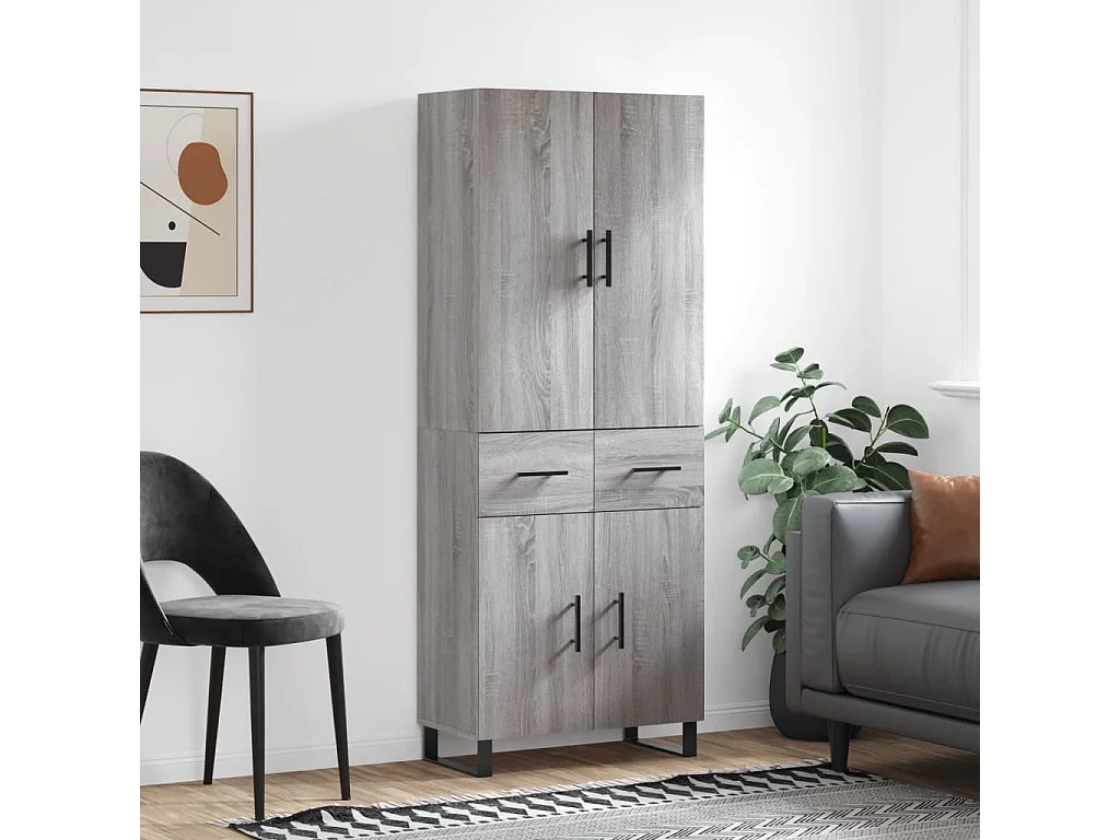 Buffet haut Sonoma gris 69,5x34x180 cm Bois d'ingénierie QWE37657