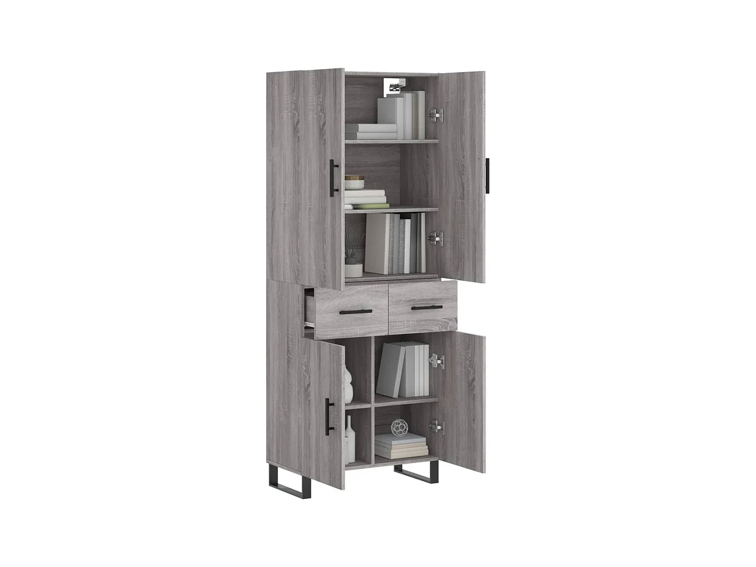 Highboard,Kommode Grau Sonoma 69,5x34x180 cm Holzwerkstoff -gkd192706