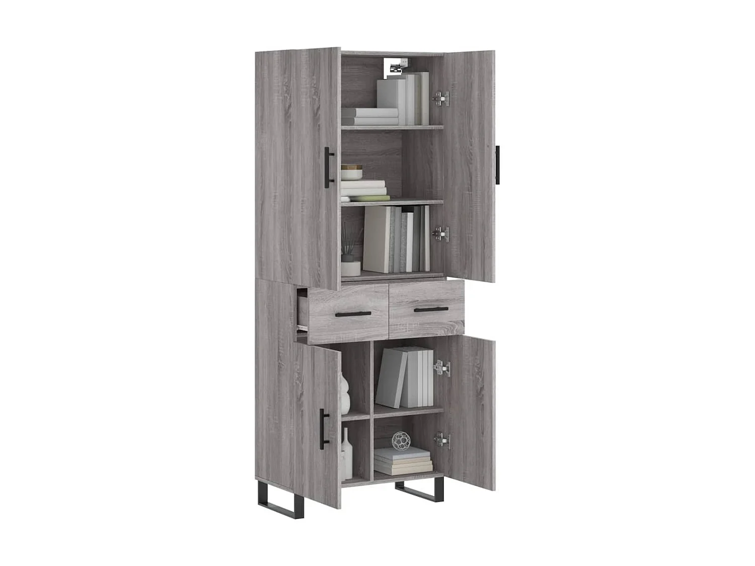 Buffet haut Sonoma gris 69,5x34x180 cm Bois d'ingénierie QWE37657