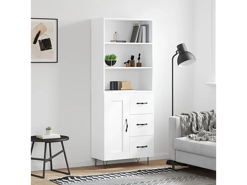 Highboard,Kommode Weiß 69,5x34x180 cm Holzwerkstoff -gkd303398
