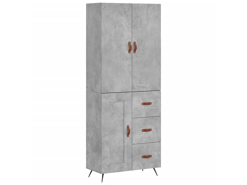 Buffet haut Gris béton 69,5x34x180 cm Bois d'ingénierie QWE77324