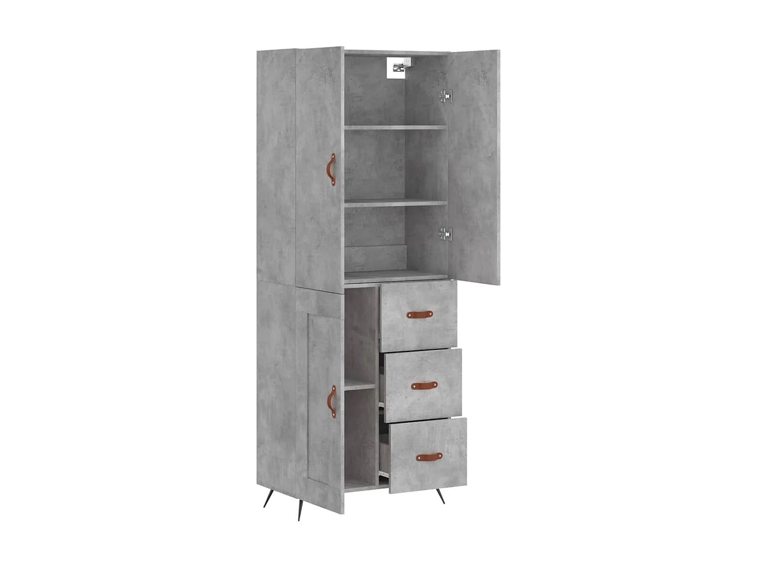 Highboard,Kommode Betongrau 69,5x34x180 cm Holzwerkstoff -gkd434617