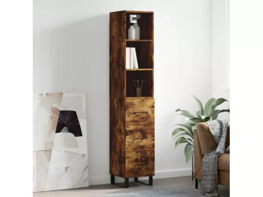 Kauf Unique Highboard,Kommode Räuchereiche 34,5x34x180 cm Holzwerkstoff -gkd900018