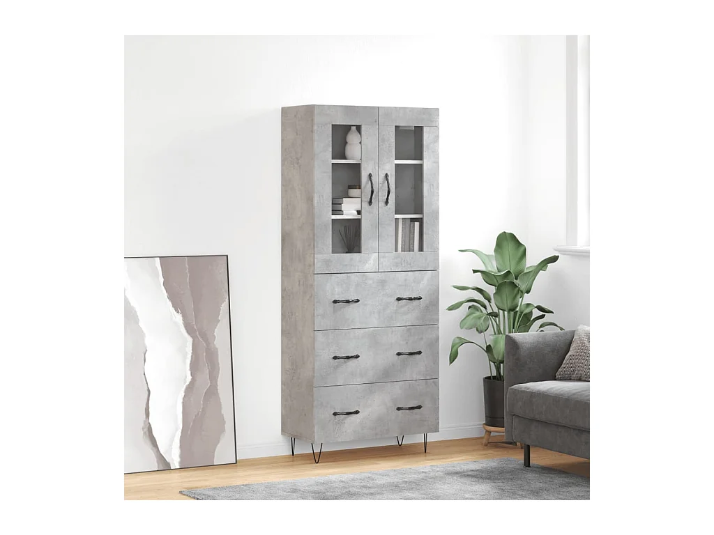 Aparador alto madera contrachapada gris hormigón 69,5x34x180 cm ES36425