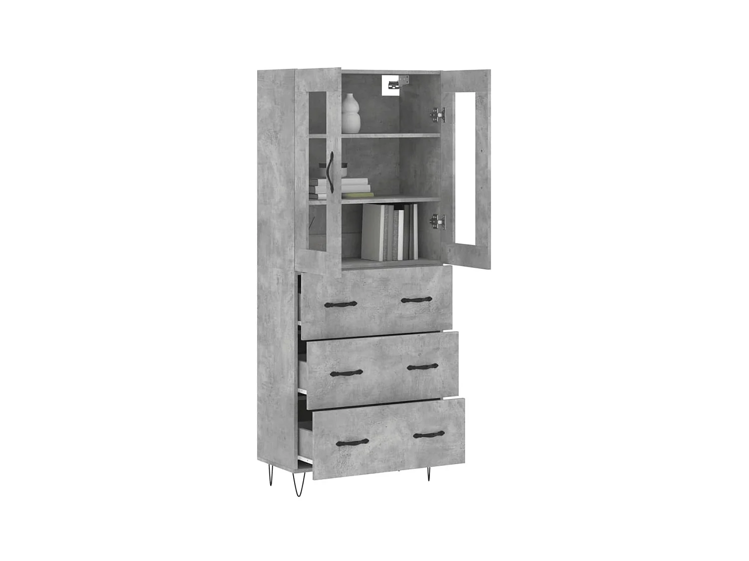 Aparador alto madera contrachapada gris hormigón 69,5x34x180 cm ES36425