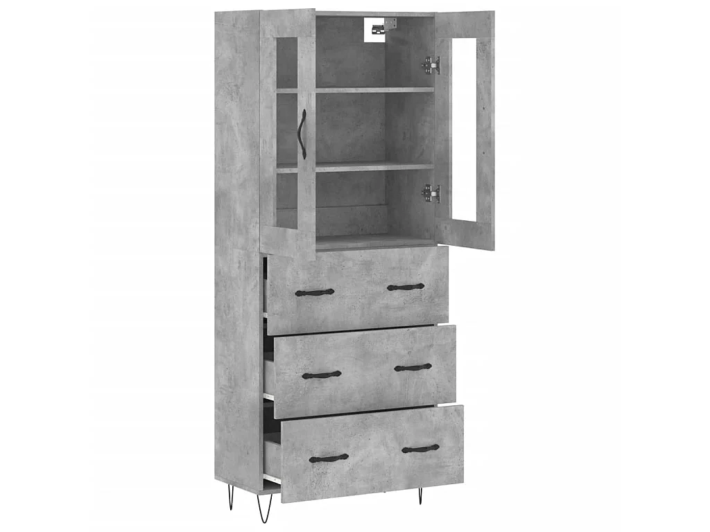 Aparador alto madera contrachapada gris hormigón 69,5x34x180 cm ES36425