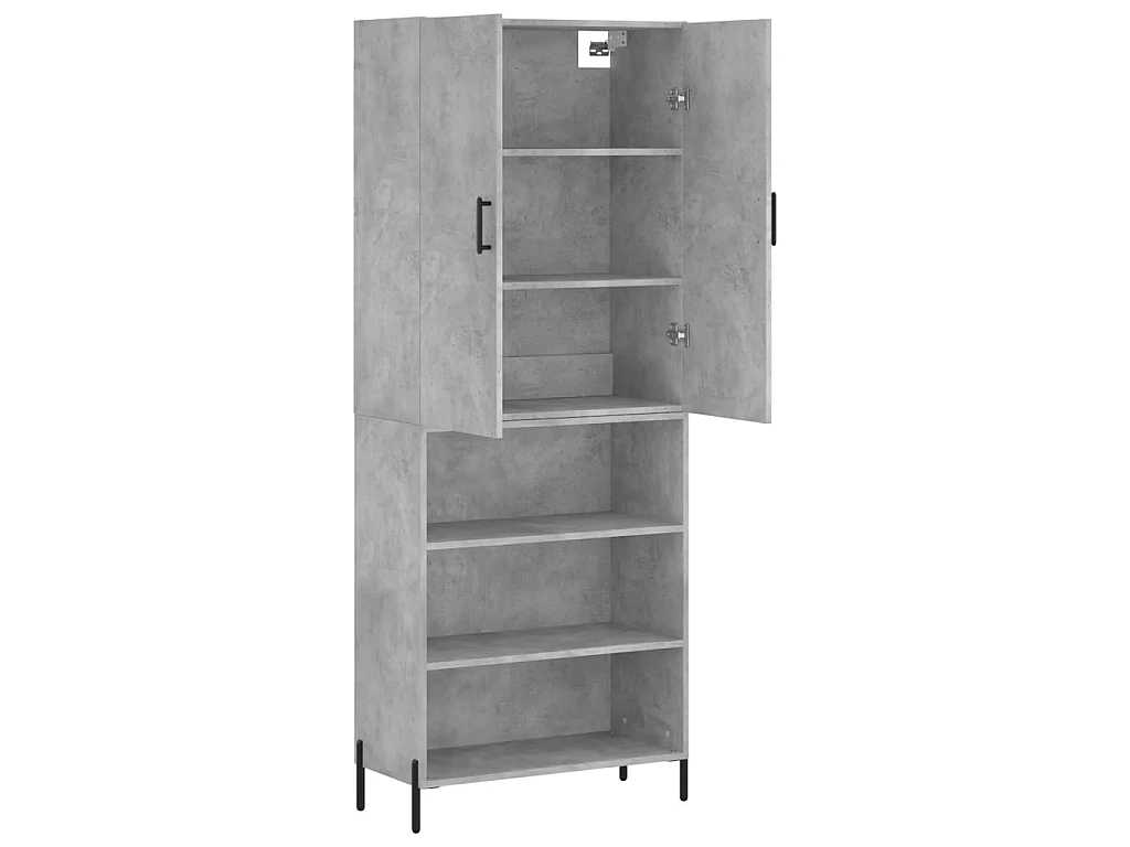 Buffet haut Gris béton 69,5x34x180 cm Bois d'ingénierie QWE22757