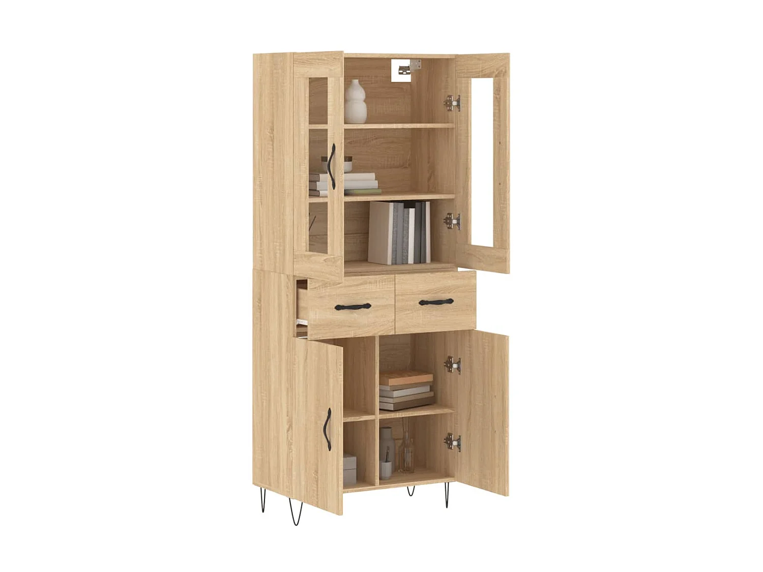 Buffet haut Chêne sonoma 69,5x34x180 cm Bois d'ingénierie QWE72471