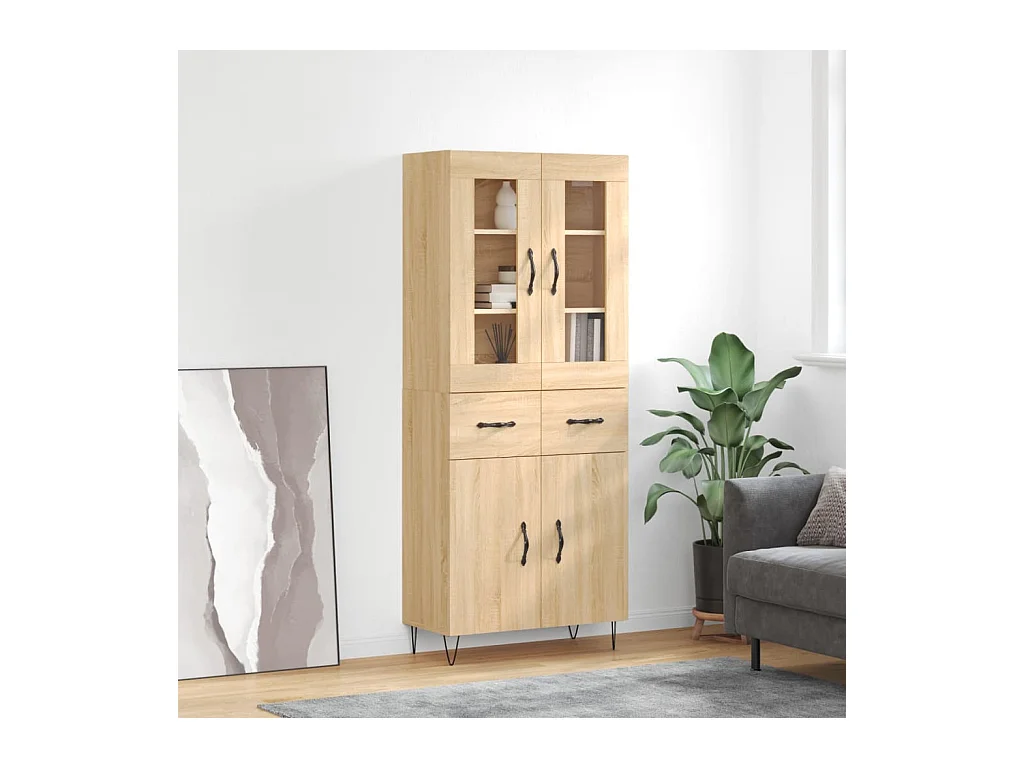 Buffet haut Chêne sonoma 69,5x34x180 cm Bois d'ingénierie QWE72471