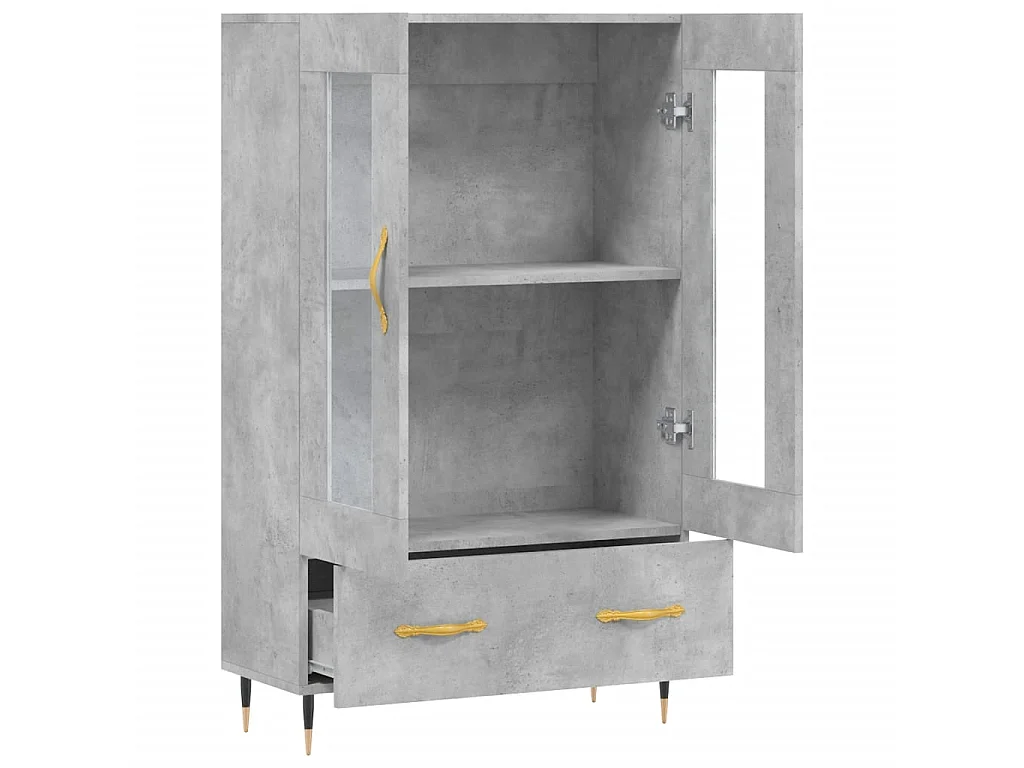 Buffet haut gris béton 69,5x31x115 cm bois d'ingénierie QWE22630