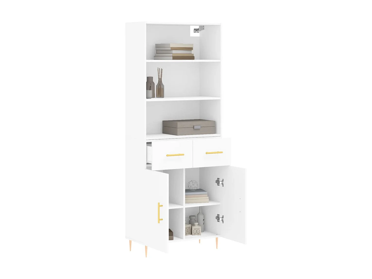 Buffet haut Blanc 69,5x34x180 cm Bois d'ingénierie QWE83795