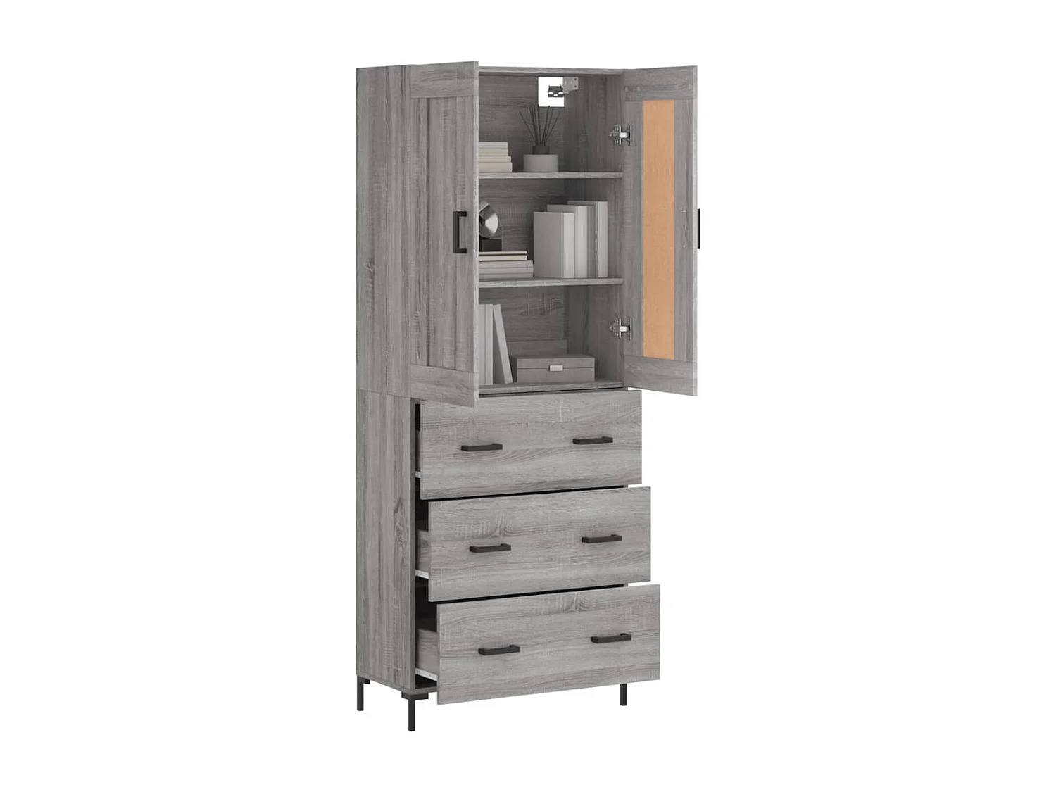 Buffet haut Sonoma gris 69,5x34x180 cm Bois d'ingénierie QWE12159