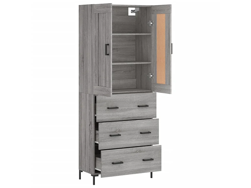 Buffet haut Sonoma gris 69,5x34x180 cm Bois d'ingénierie QWE12159