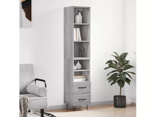 Kauf Unique Highboard,Kommode Grau Sonoma 34,5x34x180 cm Holzwerkstoff -gkd151459