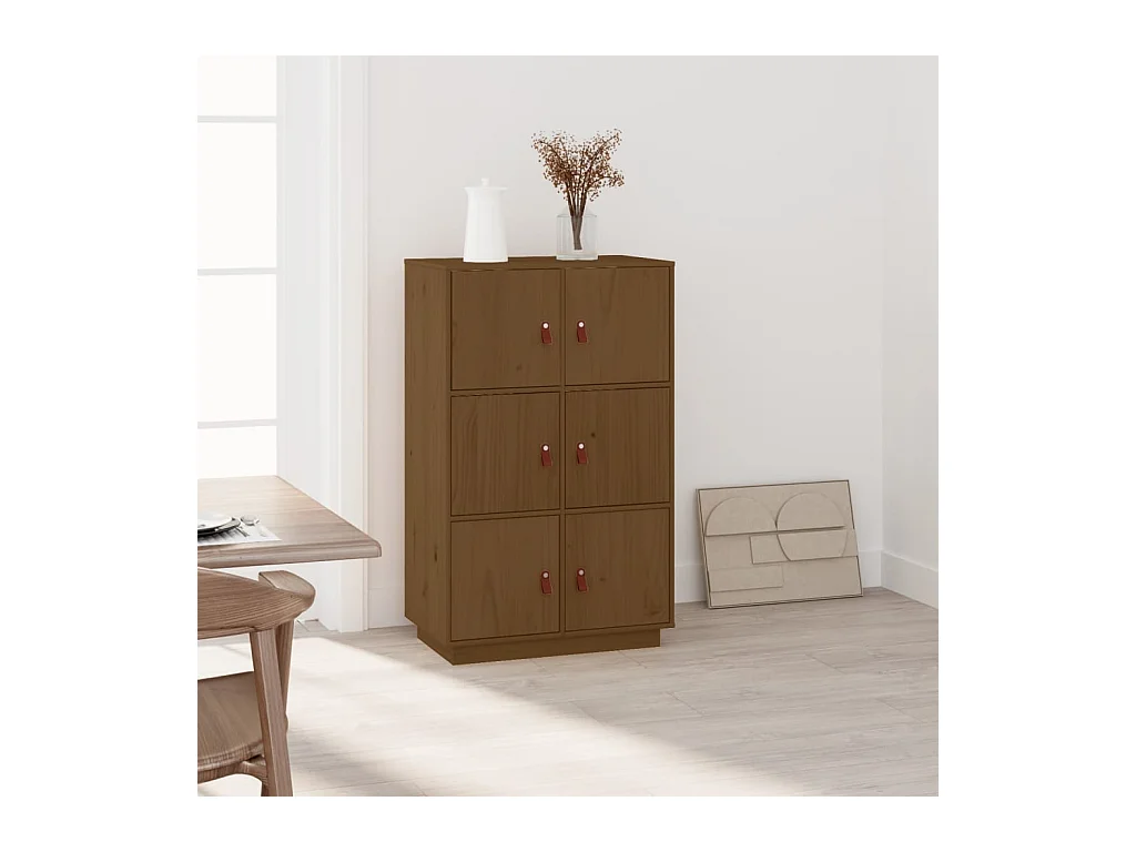 Buffet haut Marron miel 67x40x108,5 cm Bois massif de pin EGER89358