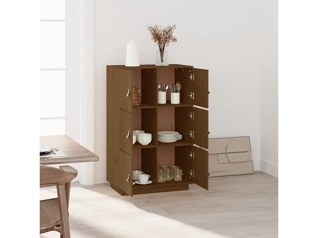 Buffet haut Marron miel 67x40x108,5 cm Bois massif de pin EGER89358