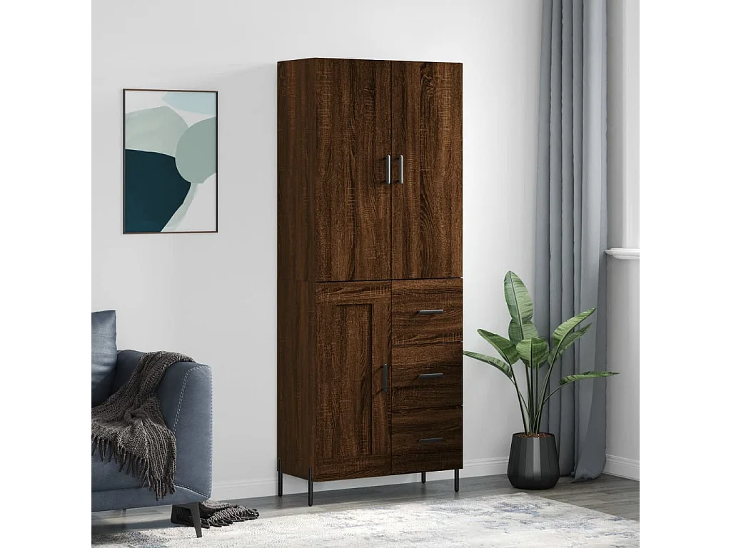 Buffet haut Chêne marron 69,5x34x180 cm Bois d'ingénierie QWE43463