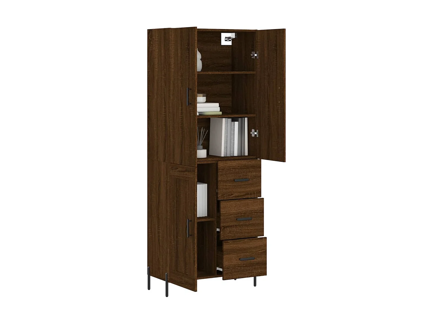 Buffet haut Chêne marron 69,5x34x180 cm Bois d'ingénierie QWE43463