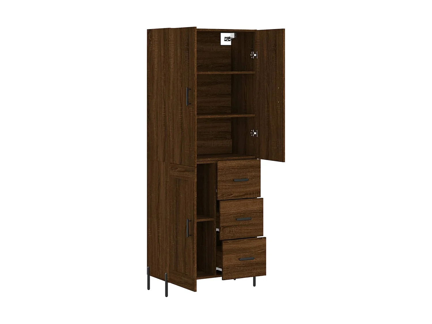 Buffet haut Chêne marron 69,5x34x180 cm Bois d'ingénierie QWE43463