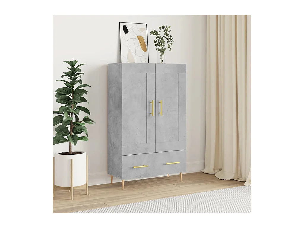 Buffet haut gris béton 69,5x31x115 cm bois d'ingénierie QWE23769
