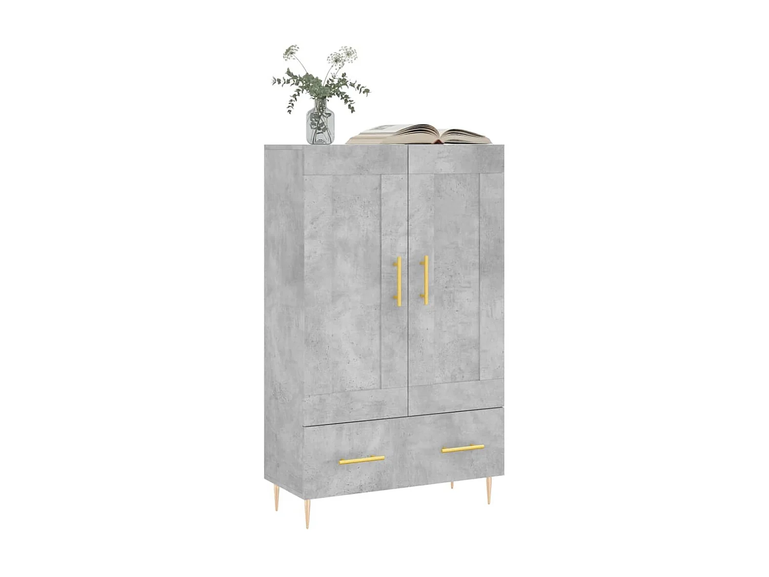 Buffet haut gris béton 69,5x31x115 cm bois d'ingénierie QWE23769