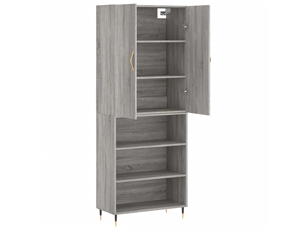 Buffet haut Sonoma gris 69,5x34x180 cm Bois d'ingénierie QWE58640