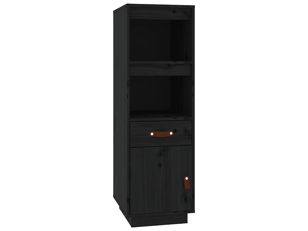Highboard,Kommode Schwarz 34x40x108,5 cm Massivholz Kiefer -gkd94499