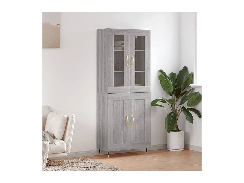 Highboard,Kommode Grau Sonoma 69,5x34x180 cm Holzwerkstoff -gkd467458