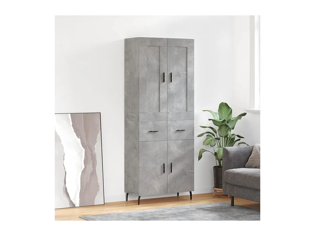 Buffet haut Gris béton 69,5x34x180 cm Bois d'ingénierie QWE30715