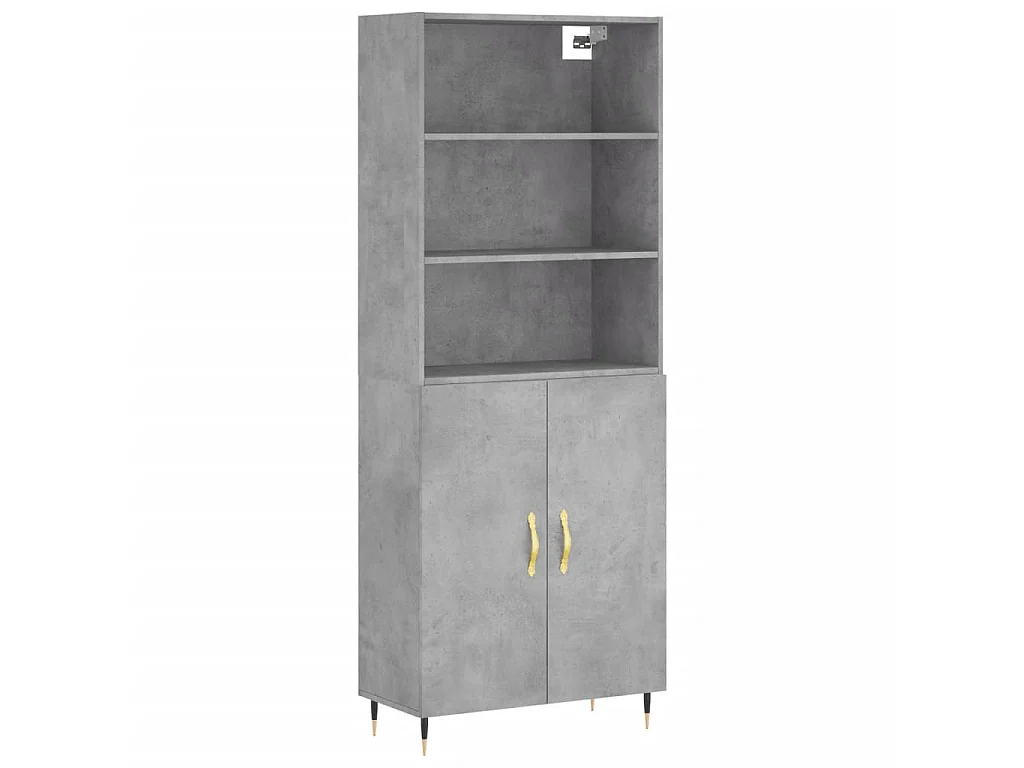 Highboard,Kommode Betongrau 69,5x34x180 cm Holzwerkstoff -gkd145255