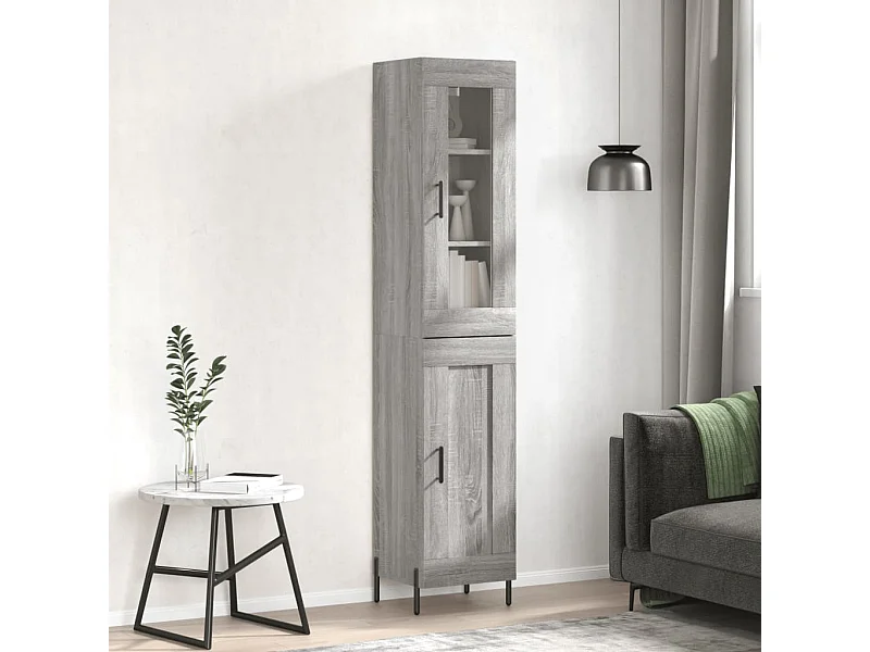 Buffet haut Sonoma gris 34,5x34x180 cm Bois d'ingénierie QWE10544