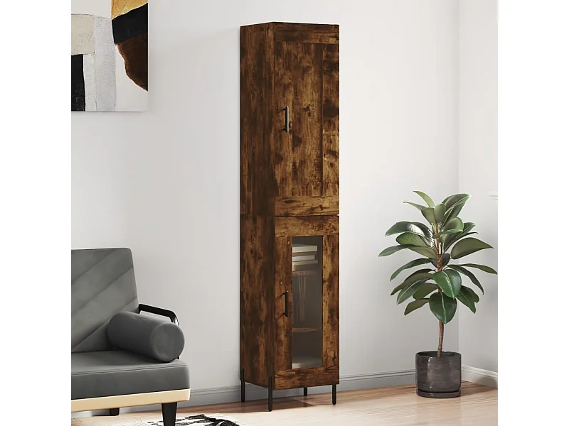 Highboard,Kommode Räuchereiche 34,5x34x180 cm Holzwerkstoff -gkd81150
