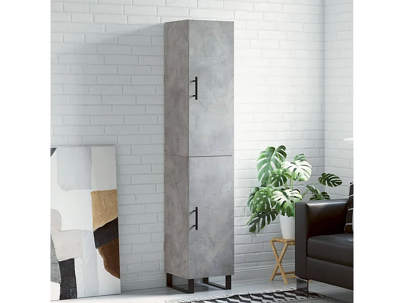 Aparador de madera contrachapada gris hormigón 34,5x34x180 cm ES66375