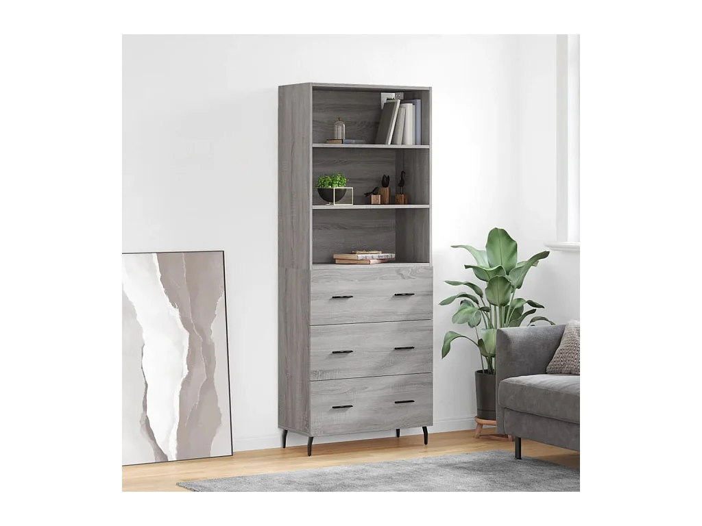 Buffet haut Sonoma gris 69,5x34x180 cm Bois d'ingénierie QWE69937