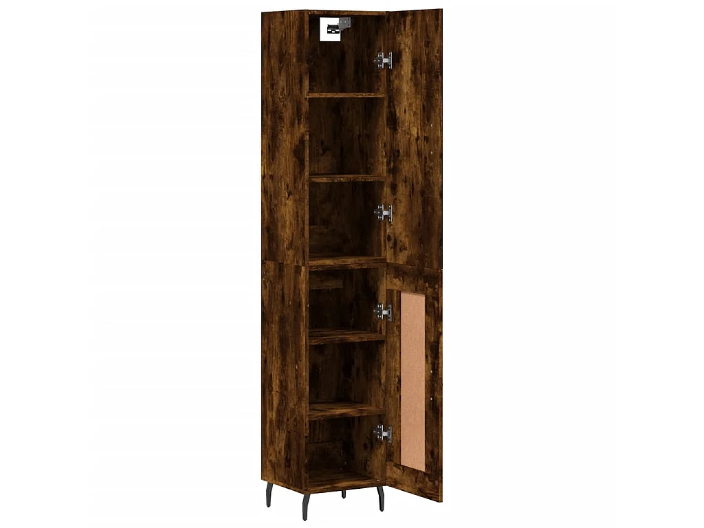 Buffet haut Chêne fumé 34,5x34x180 cm Bois d'ingénierie QWE52788