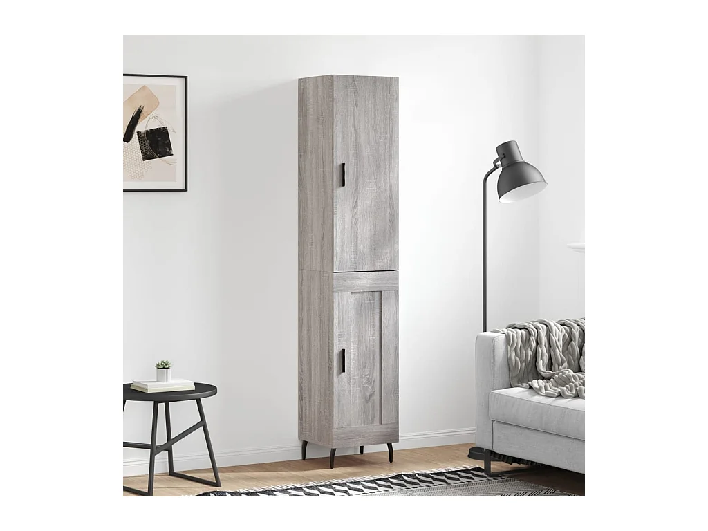 Highboard,Kommode Grau Sonoma 34,5x34x180 cm Holzwerkstoff -gkd656819