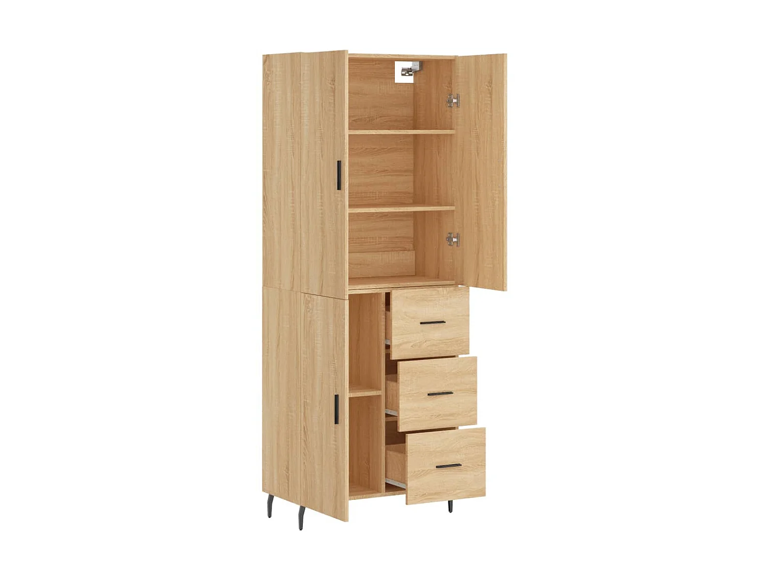Hoge kast 69,5x34x180 cm bewerkt hout sonoma eikenkleurig NL20652