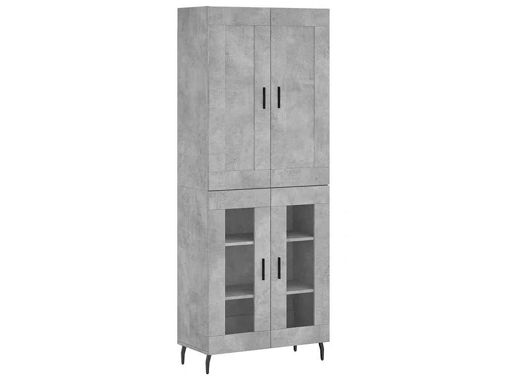 Buffet haut Gris béton 69,5x34x180 cm Bois d'ingénierie QWE61715