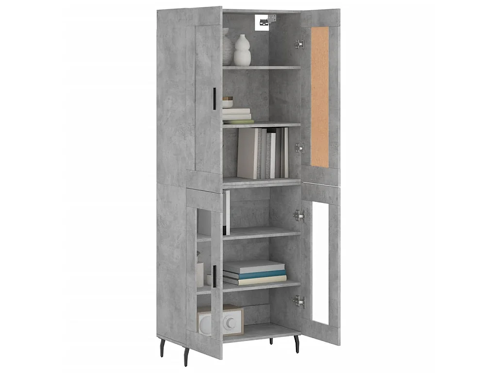 Buffet haut Gris béton 69,5x34x180 cm Bois d'ingénierie QWE61715