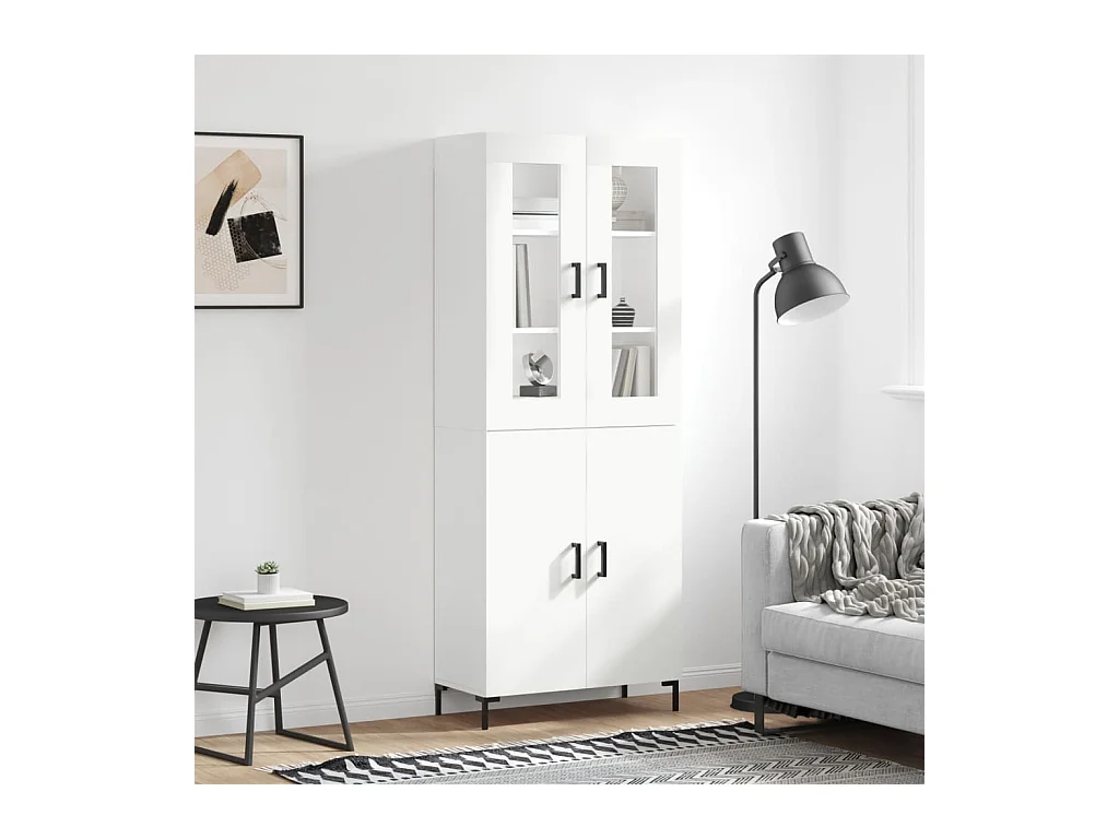 Buffet haut Blanc 69,5x34x180 cm Bois d'ingénierie QWE14356
