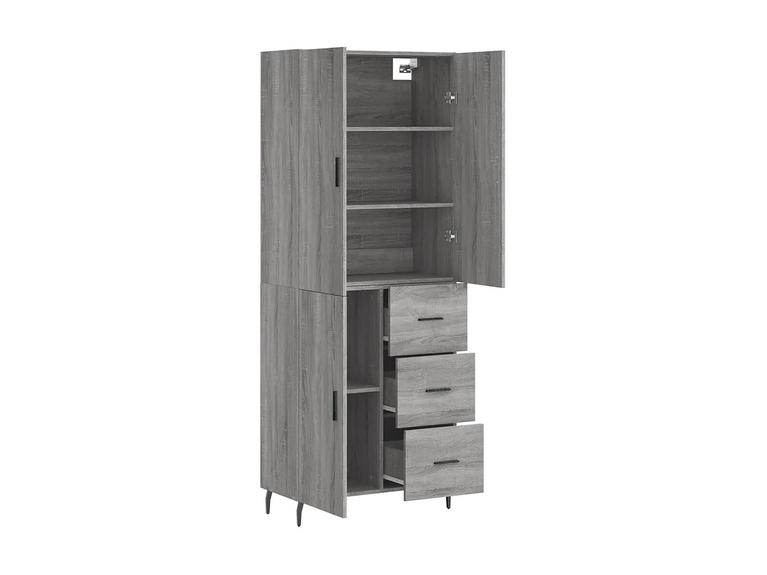 Buffet haut Sonoma gris 69,5x34x180 cm Bois d'ingénierie QWE73637