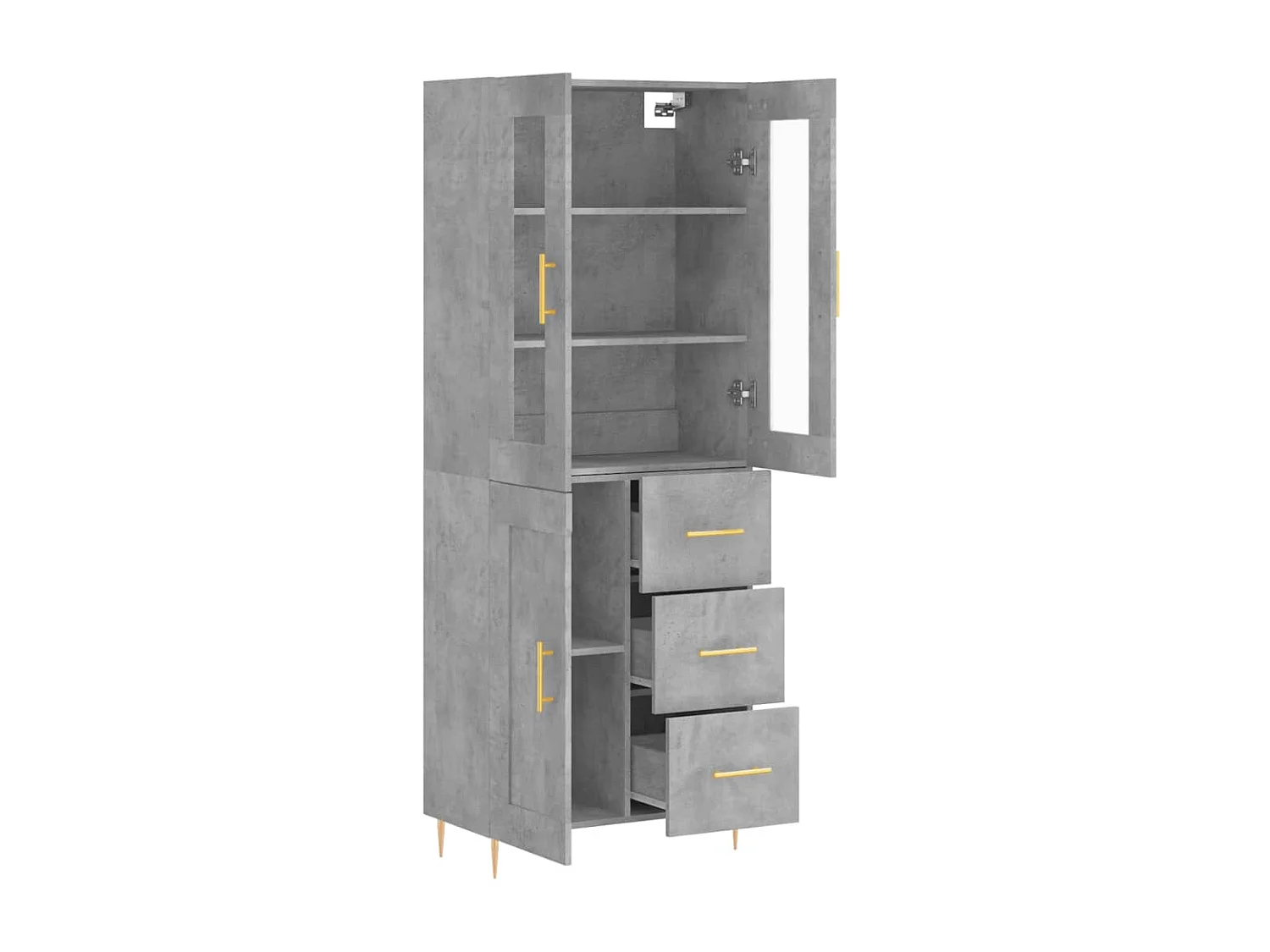 Buffet haut Gris béton 69,5x34x180 cm Bois d'ingénierie QWE61055