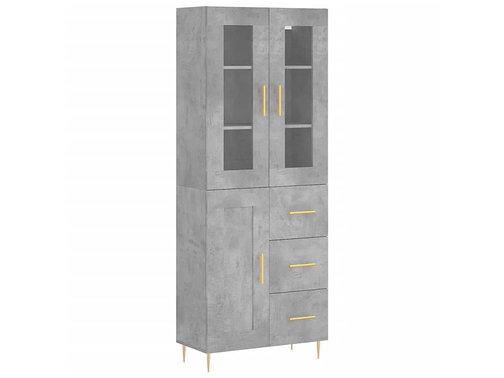 Highboard,Kommode Betongrau 69,5x34x180 cm Holzwerkstoff -gkd232795
