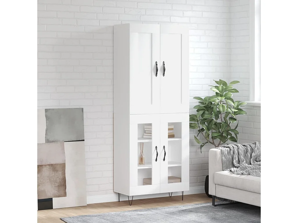 Highboard,Kommode Weiß 69,5x34x180 cm Holzwerkstoff -gkd34054