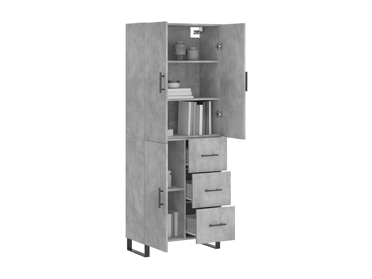 Highboard,Kommode Betongrau 69,5x34x180 cm Holzwerkstoff -gkd189279