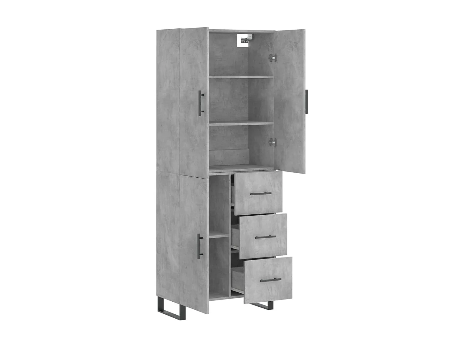 Highboard,Kommode Betongrau 69,5x34x180 cm Holzwerkstoff -gkd189279