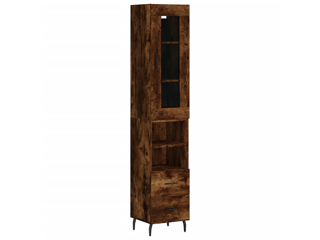 Buffet haut Chêne fumé 34,5x34x180 cm Bois d'ingénierie QWE52843